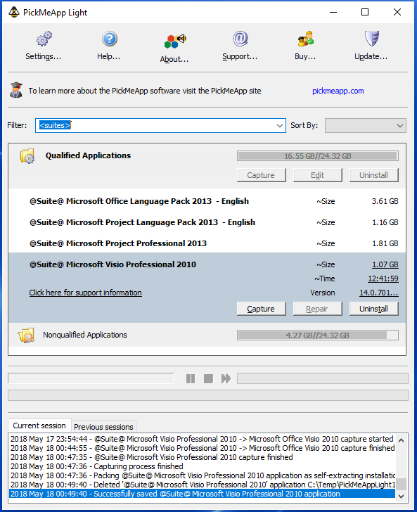 PickMeApp finds and recognize Software Suites 