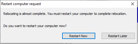 The “Restart computer” pop-up