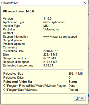 Support information about Installed Application